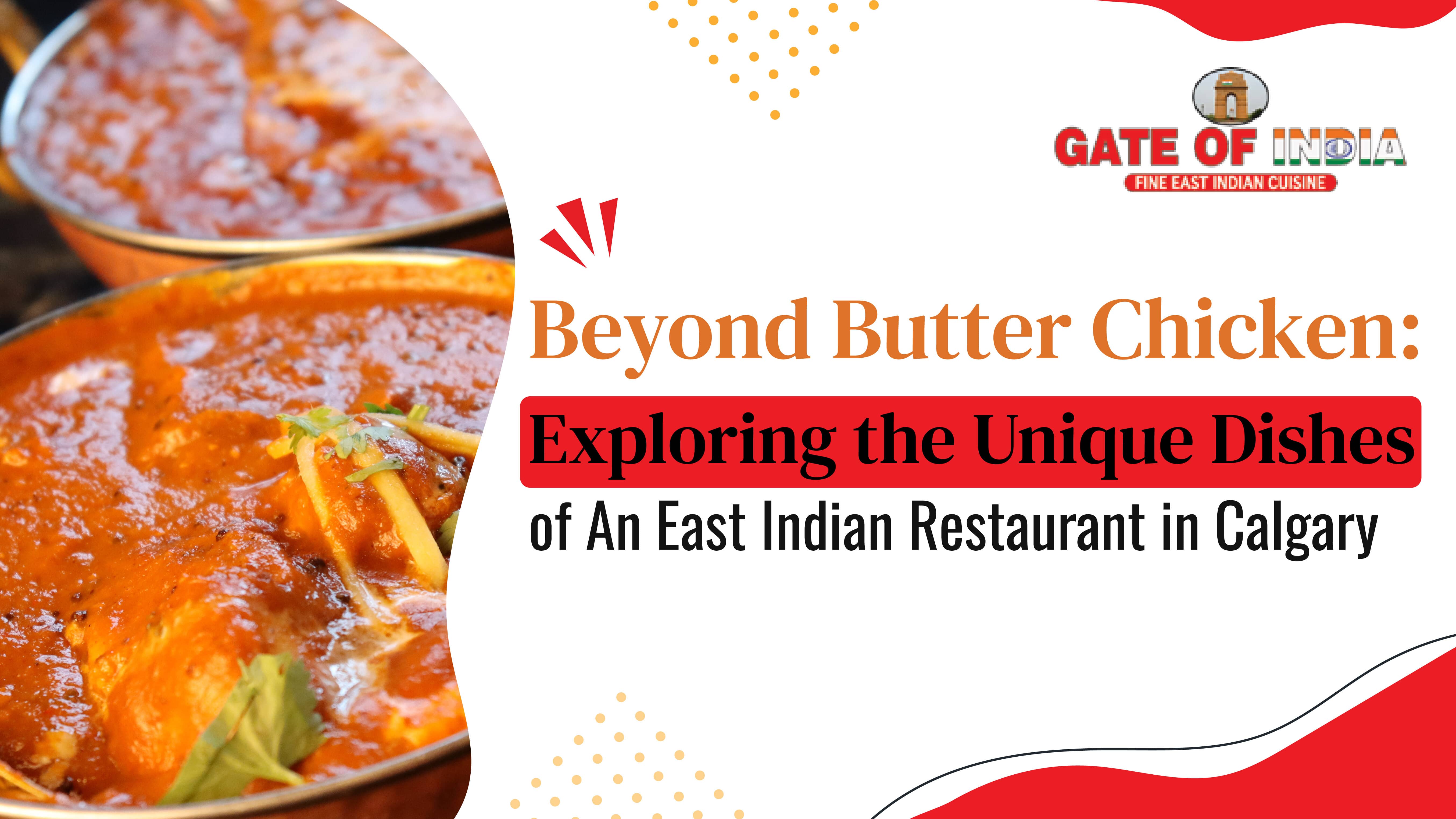 Red Indian curry dishes in copper serving bowls with fresh herbs at Gate of India Calgary