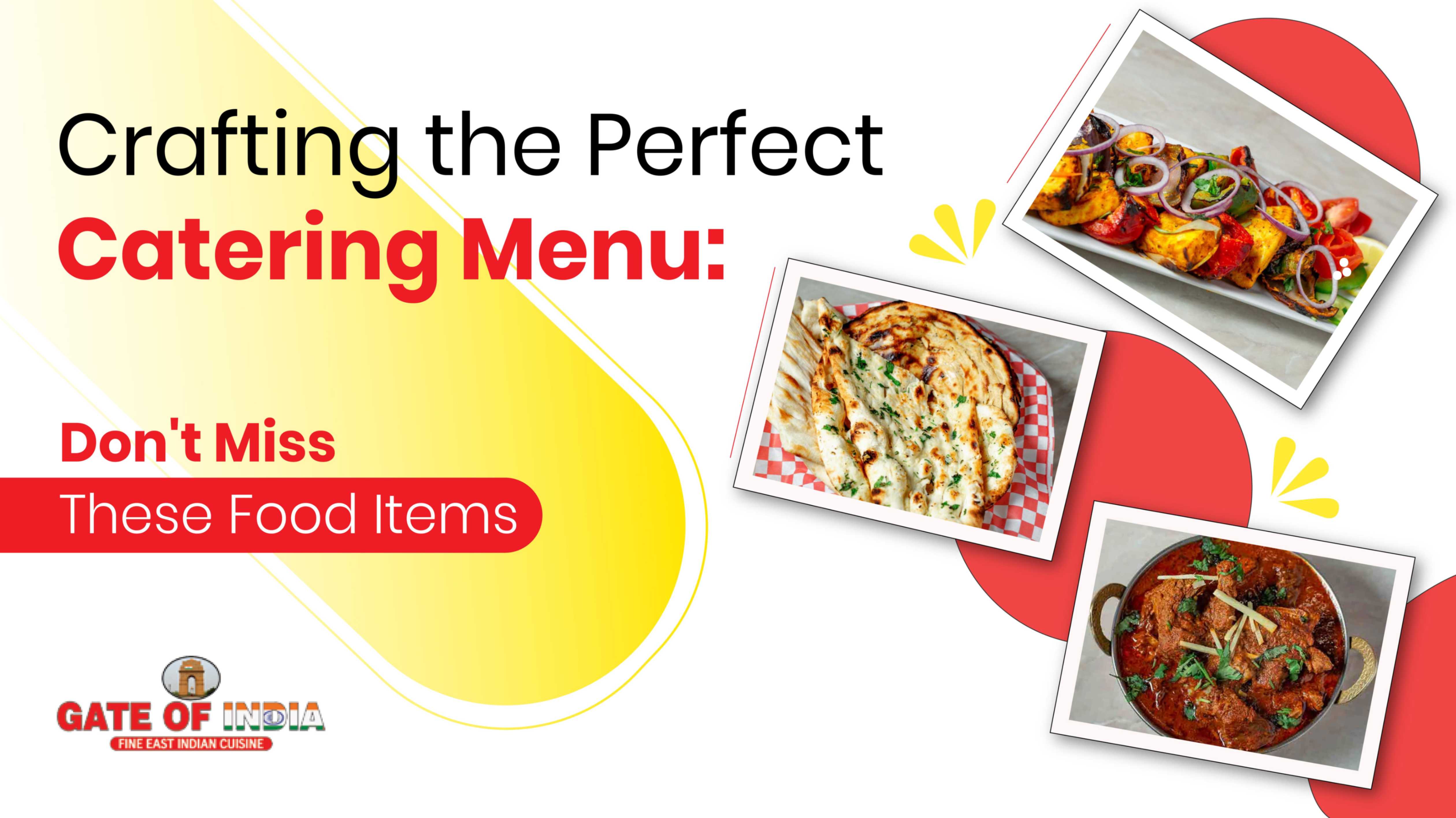 Perfect catering menu with paneer tikka, naan, and meat curry at Gate of India Calgary